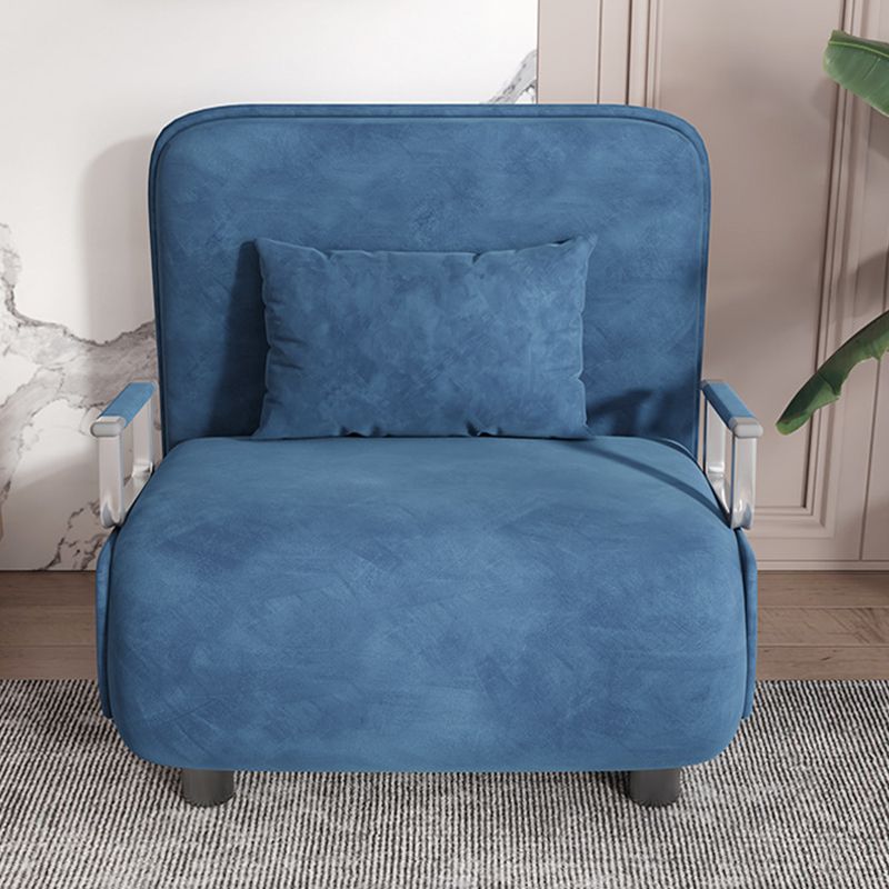 Velvet Sleeper Sofa Blue Scandinavian Foldable Sofa Bed with Pillow Back