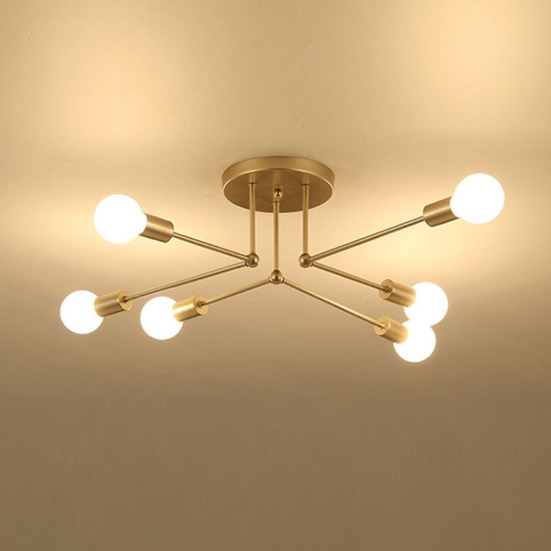 Sputnik Ontwerp Semi Flush Mount Licht Industriële Minimalist Exposed Bulb Slaapkamer Metalen Plafond Flush Mount