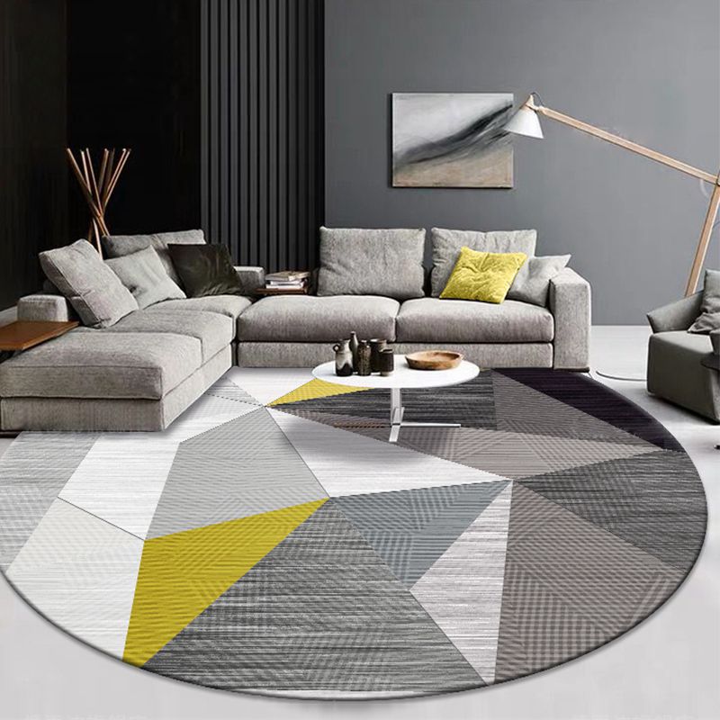 Comfort Bedroom Rug Multi Colored Geometric Print Carpet Polyster Non-Slip Backing Stain-Resistant Rug