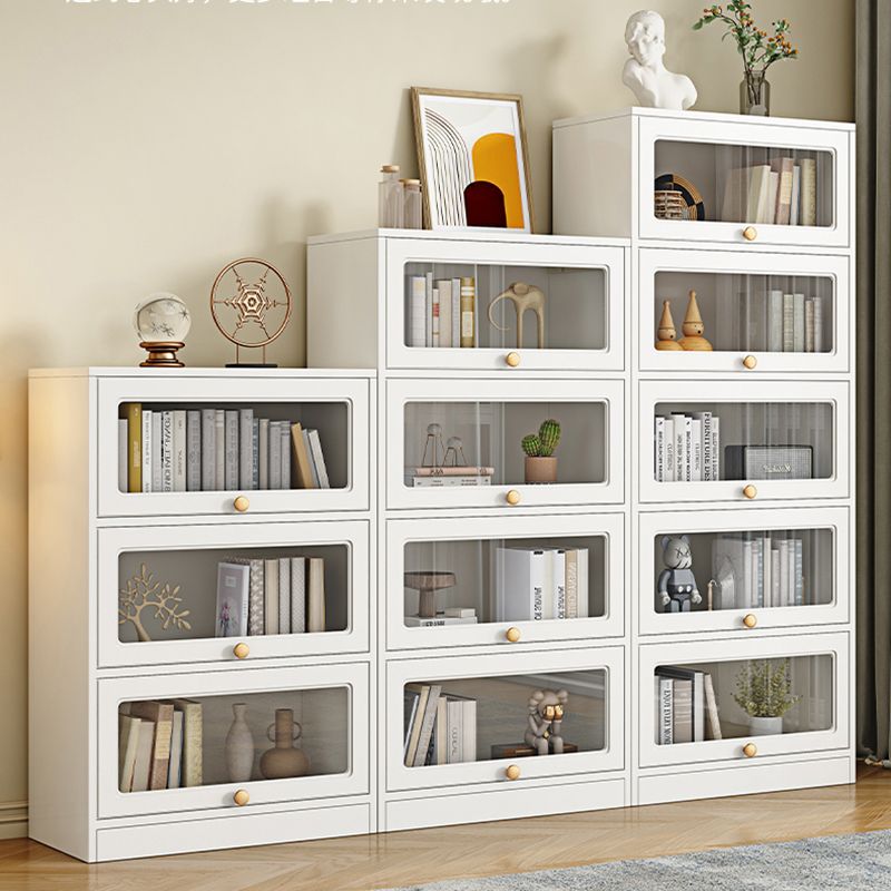 Modern Engineered Wood Bookshelf Standard Closed Back Bookcase with Doors