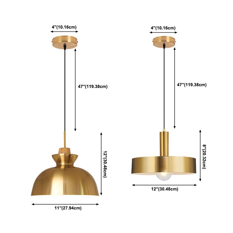 Goldene 1 Kopfdecke Anhänger Lampe postmoderne Metall Deckenleuchte für Esszimmer Schlafzimmer