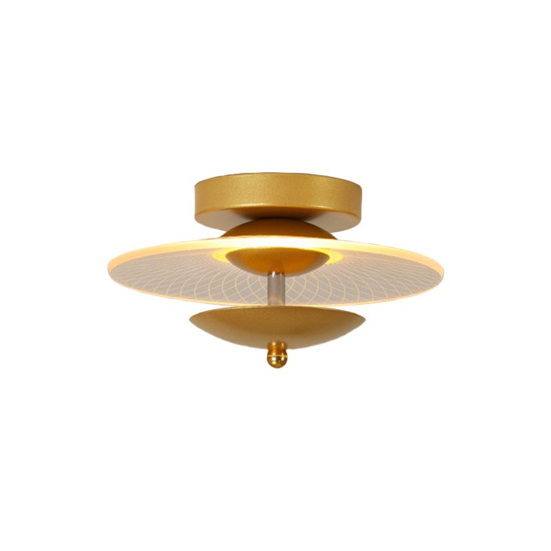 Runde Acryl halb Flush Light Contemporary Black/Gold Finish LED -Deckenbeleuchtung in warmem/weißem Licht für Korridor