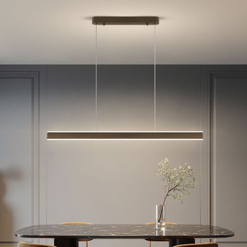 Simple LED Island Light Modern Style Linear Hanging Light for Dining Room