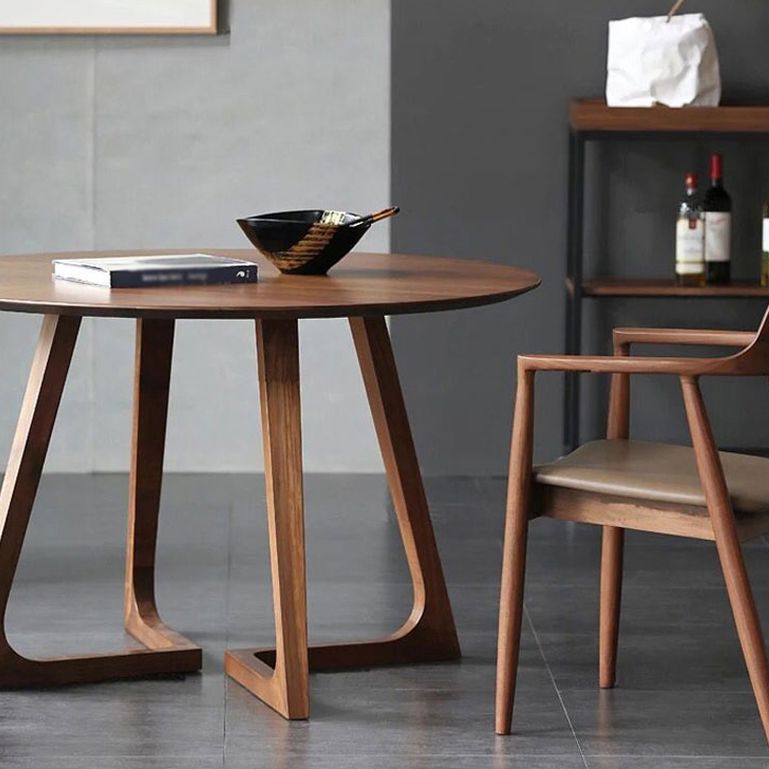 Tablette à double piédestal ronde Pine en bois massif meubles de salle à manger en bois massif