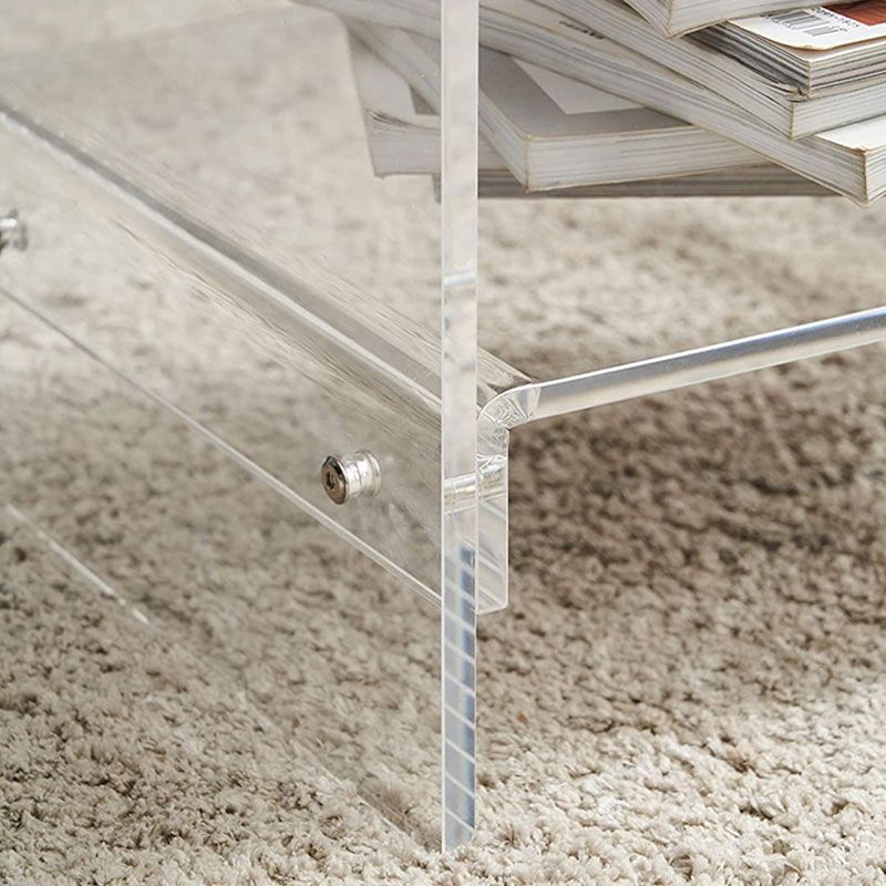 Plastic 2-Tier End Table Rectangular Corner Table for Living Room