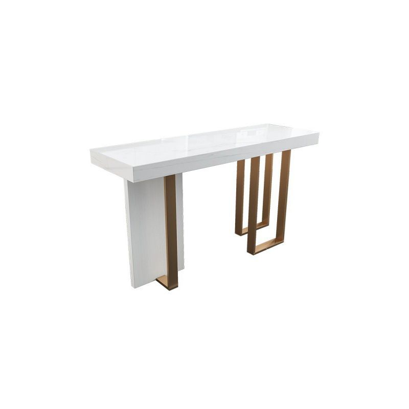 Rectangle Bar Table Contemporary Bar Dining Table with 4 Gold Legs