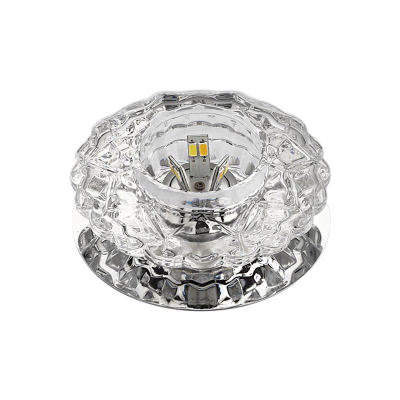 Faceted Crystal Flower Ceiling Lamp Contemporary LED Flushmount Light in Chrome for Porch