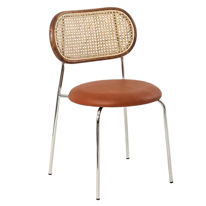 Juegos de sillas de metal estilo moderno Sillas laterales con respaldo abierto para comedor
