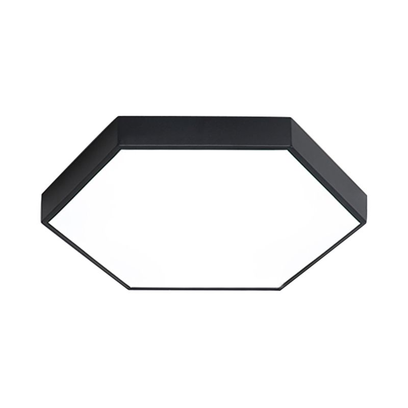 Modern Led Flush Mount with Metal Shade Gray/Yellow/Blue Hexagon Flush Mount Fixture in White/Warm Light, 16"/19.5"/23.5" Wide