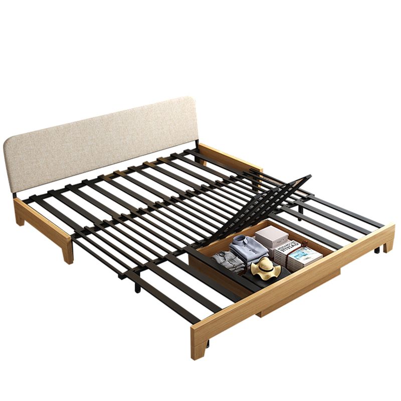 Contemporary 33.46" H Cotton Blend Armless Sleeper Sofa Bed in Beige