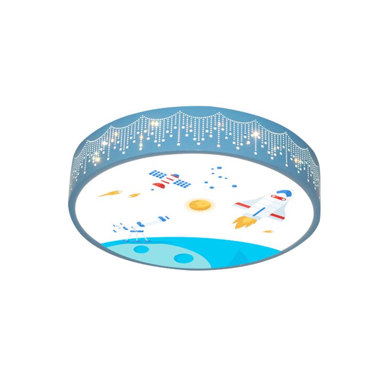 Meteor Dusche Ausschnitte Deckenlampe Kinder Acryl Schlafzimmer LED Flush montiert Licht mit Rocket-Muster in Blau