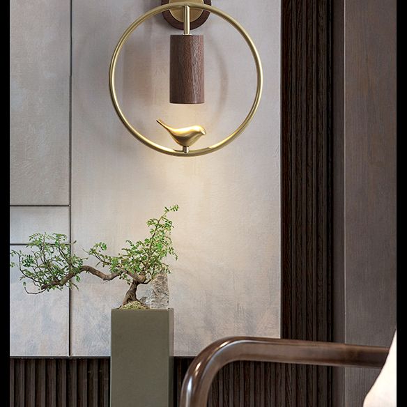 Luce di applique a muro Contemporaneo moderno luce interna in legno e ottone