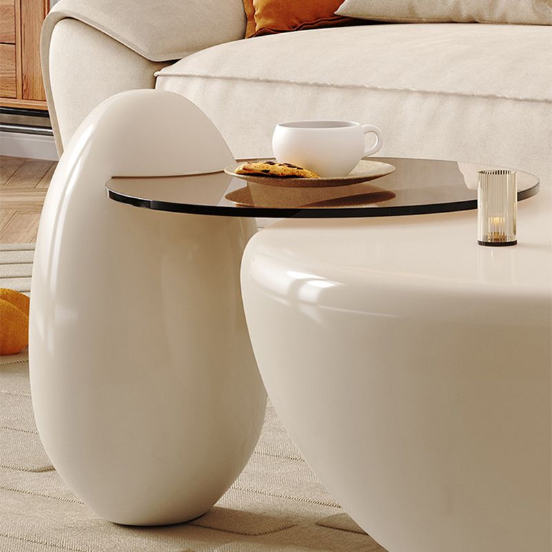 Wooden Coffee Table Round Nesting Coffee Table Set for Living Room