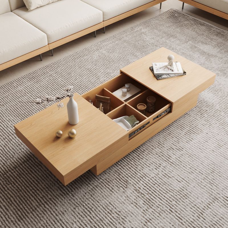 Modern Coffee Table Black Wood Coffee Cocktail Table with Storage