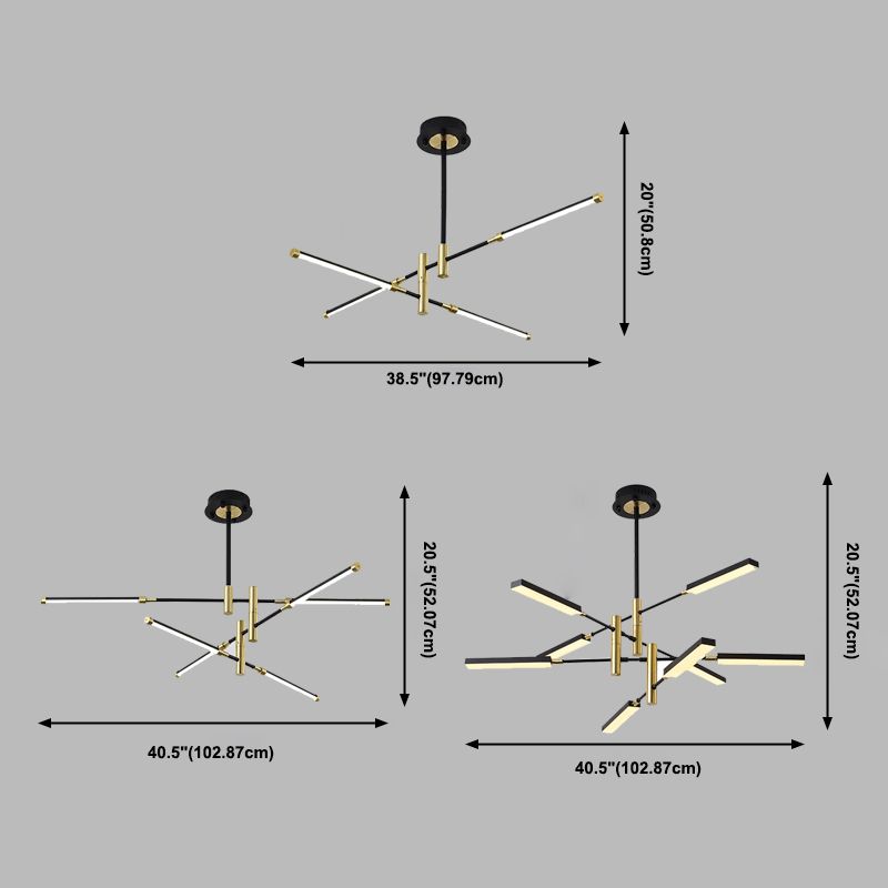 Postmodern unieke metalen lineaire kroonluchter verlichtingsarmaturen Restaurant Hangende kroonluchter