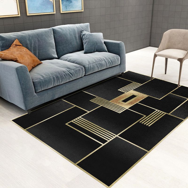 Alfombra geométrica de rojo oscuro alfombra moderna alfombra resistente a manchas para sala de estar