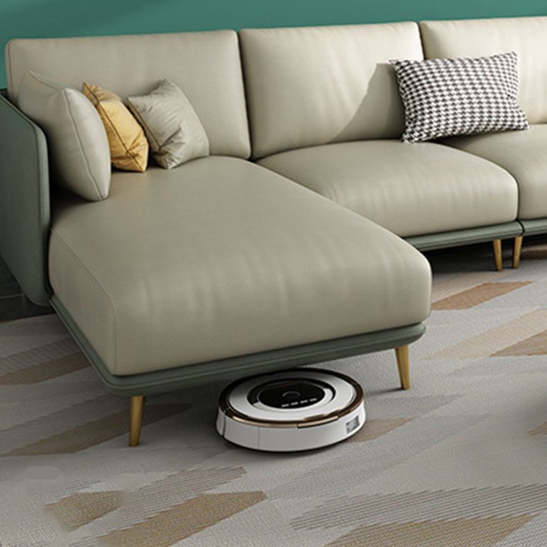 Green 4-seater Sectional Sofa Faux Leather L-shape Sectional