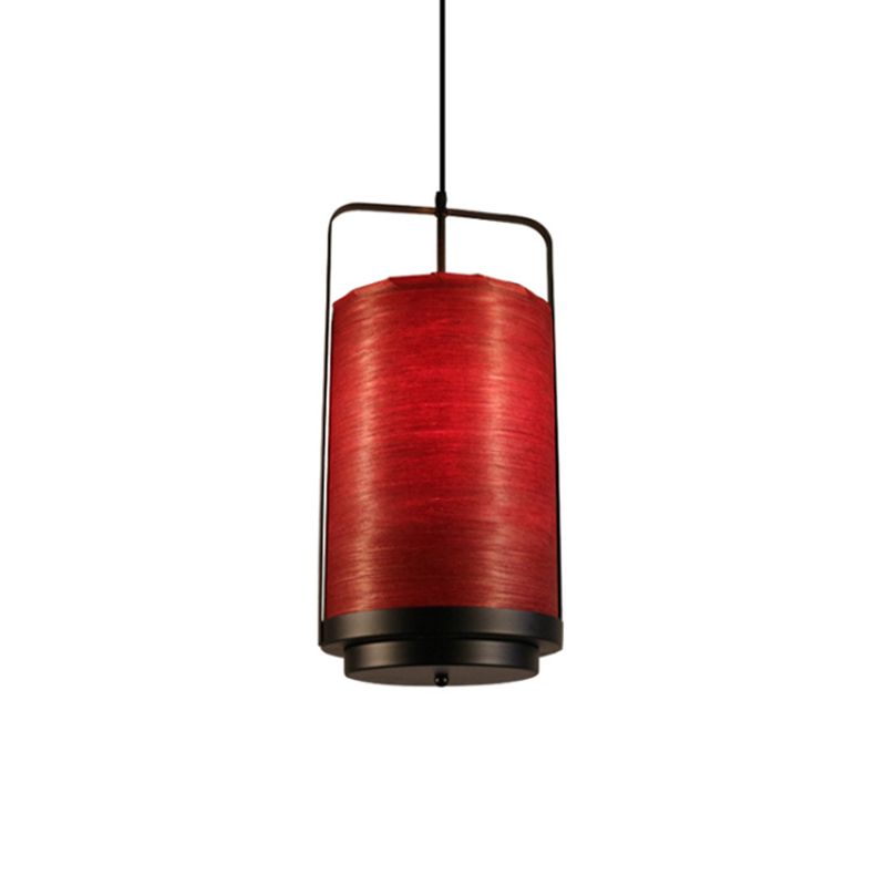 Lámpara colgante cilíndrica de tela moderna 1 Luz de luz colgante blanca/roja/roja/verde para comedor