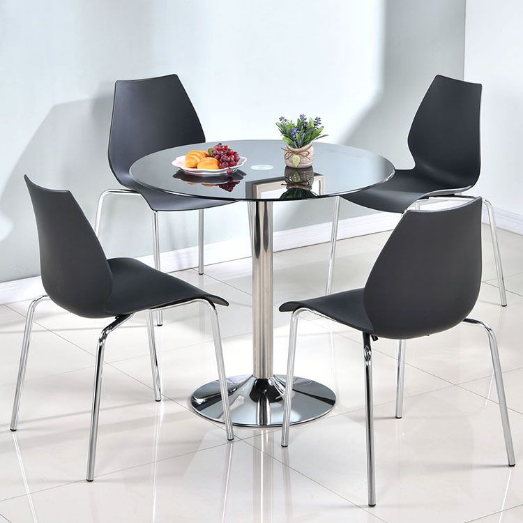 Round GlassTransparent Dining Table Simplicity Pedestal Table for Dining Room