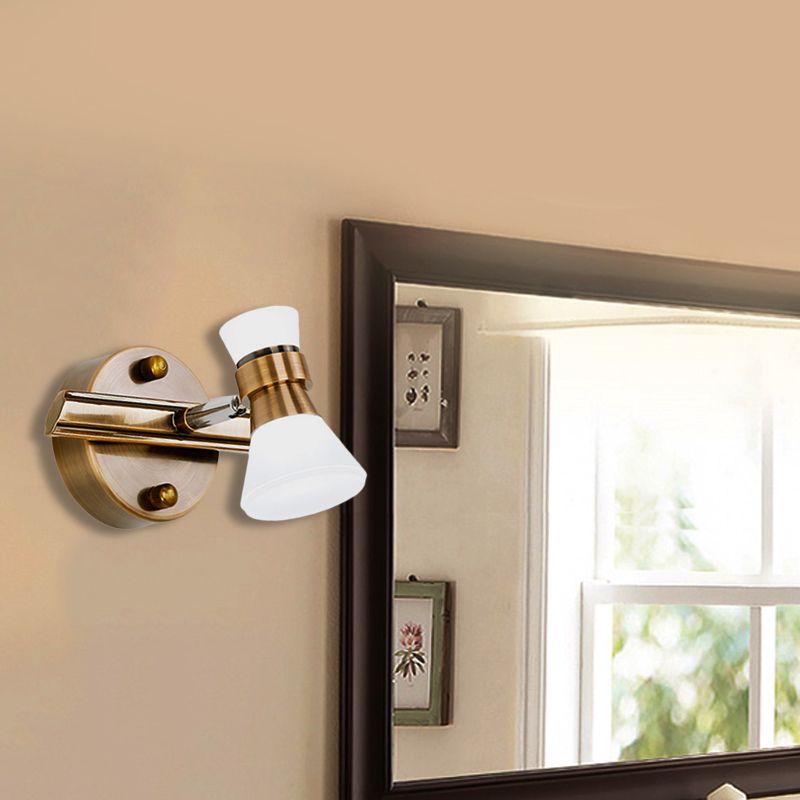 Tapered Bathroom Wall Vanity Light Traditionalist Metal 1/2/3-Bulb LED Brass Wall Lighting Fixture in Warm/White Light