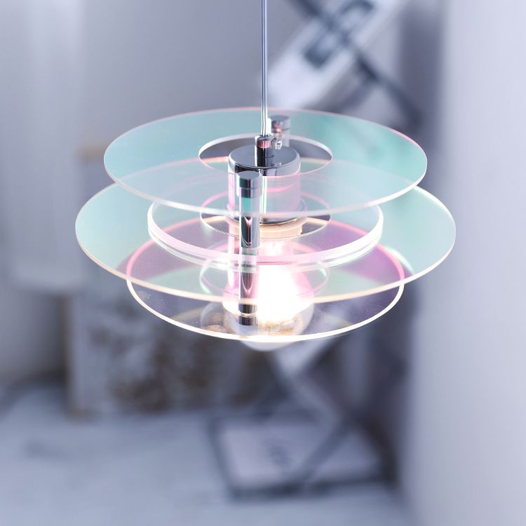 Nordic Style Macaron Pendant Light 1 Light Metal Acrylic Hanging Light for Bedside