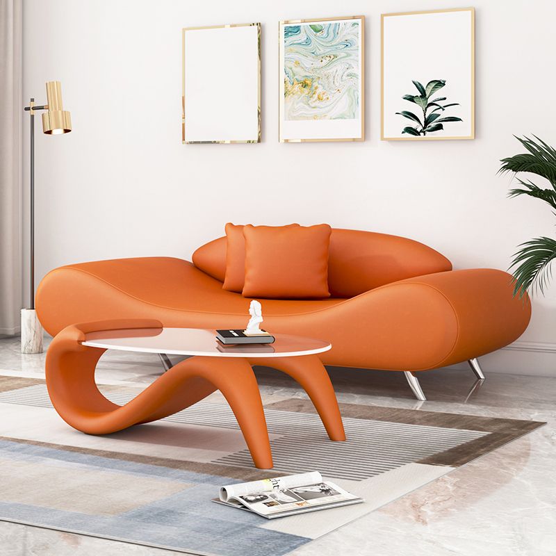 23.62 Inch Tall Curved Armless Sofa Contemporary Sofa for Living Room