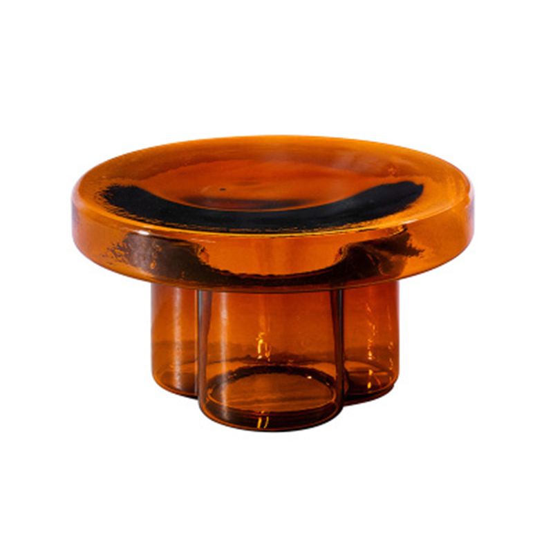 Contemporary Round Glass Top Sofa Side Accent Table Pedestal Side End Table