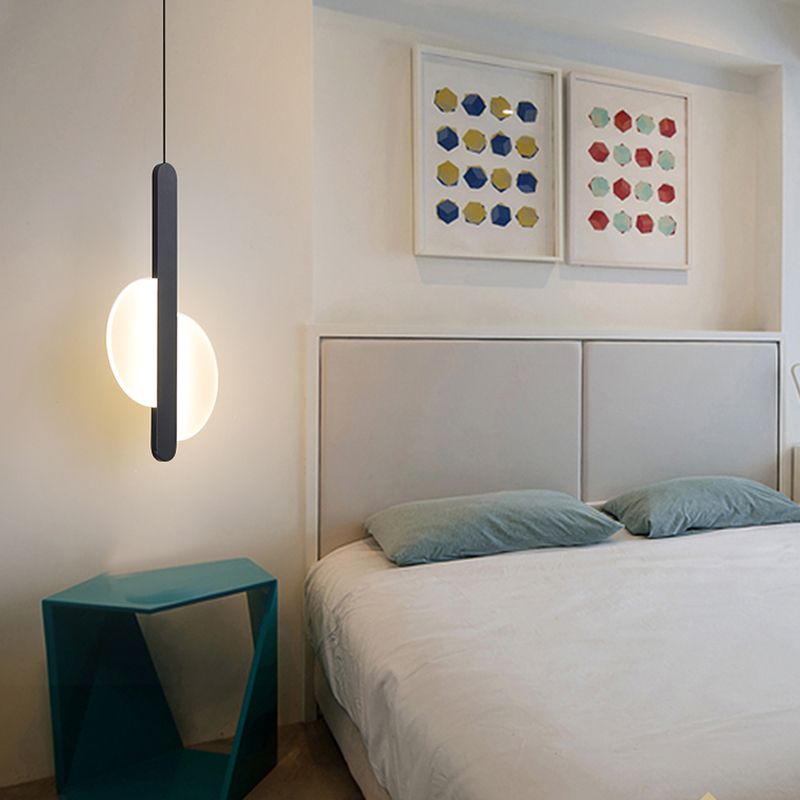 Luminaires suspendus noirs Light lampe à suspension à LED ronde moderne pour chambre à coucher