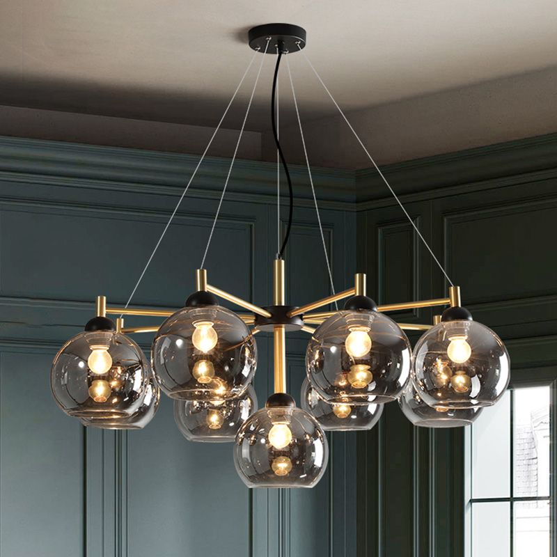 Chandelier en forma de mundo con sombra transparente de estilos modernos para el comedor