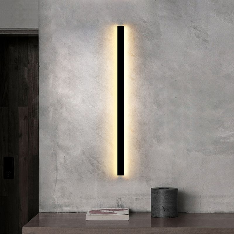 Metal Linear Sconce Light Fixture Modern Style LED Black Wall Mount Light Fixture