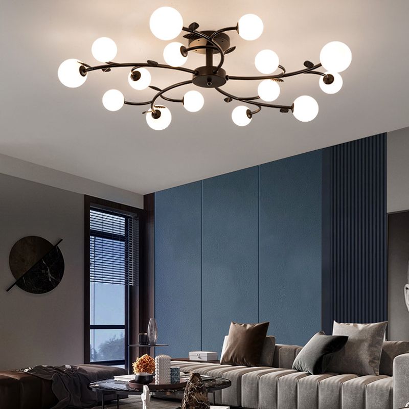 Industrial Flush Mount Ceiling Light Spherical Glass Starburst Flush Mount Light for Living Room