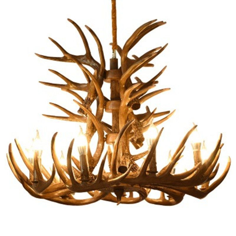 Lampada del lampadario in resina in resina di corno di cervo rustico per soggiorno per soggiorno