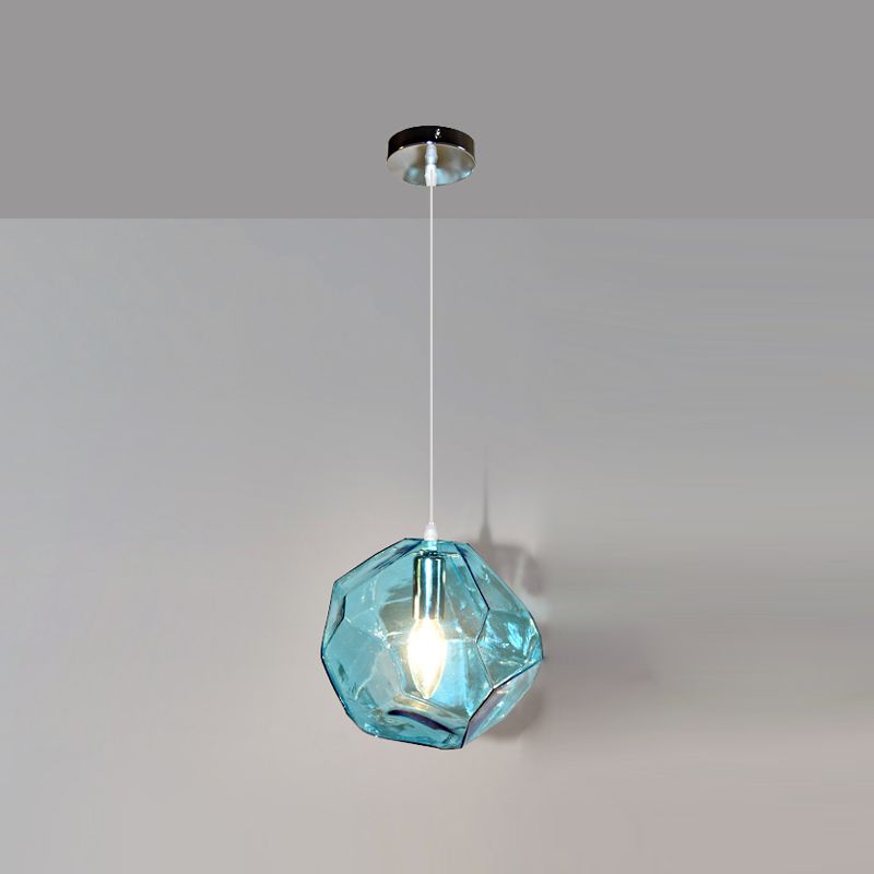 Diamant en verre petit pendentif moderniste suspendu luminaire pour chambre à coucher