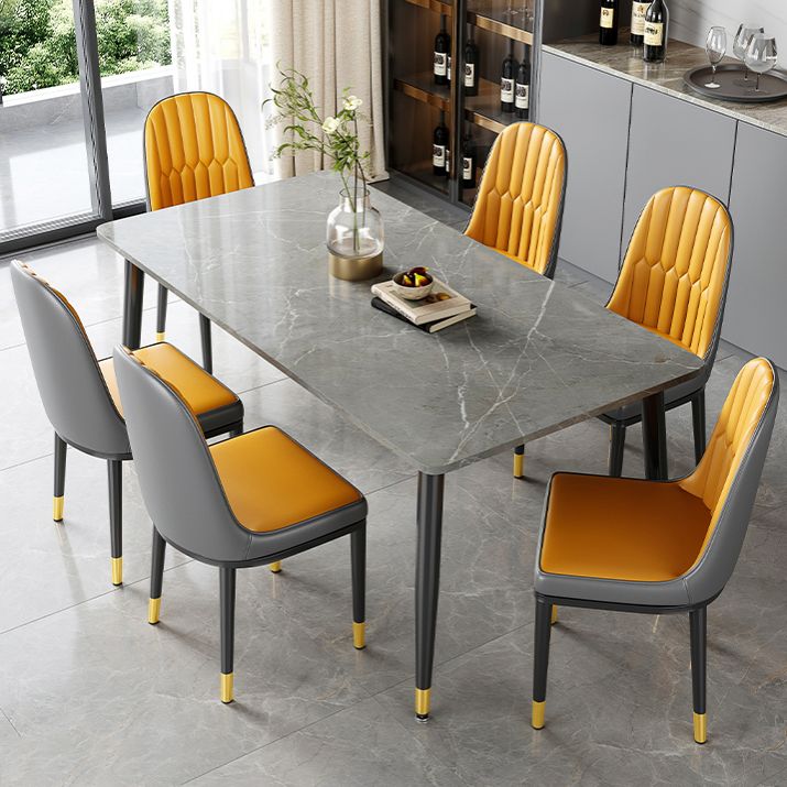 Industrial Kitchen Sintered Stone Top Dining Table Rectangle Dining Table with 4 Legs Base