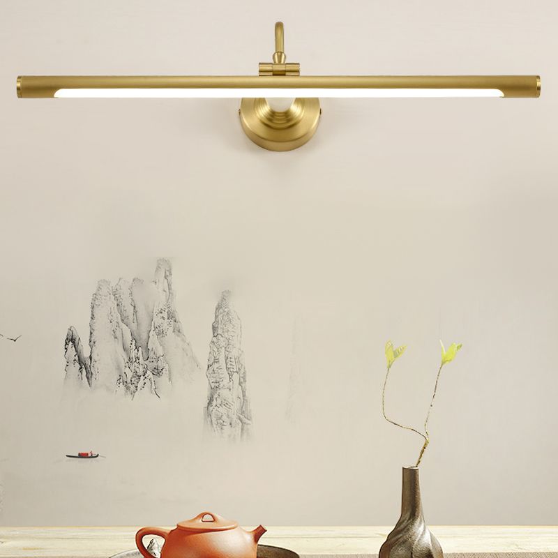 Linear Metal Wall Sconce Modern Style 1 Light Mirror Wall Mount Light Fixture in Brass