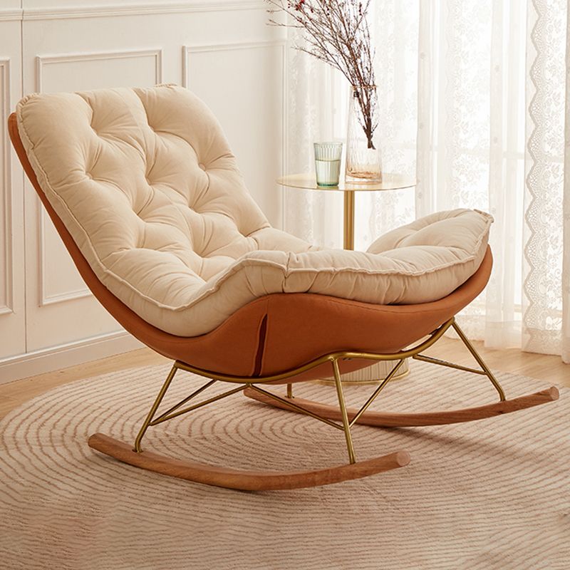 Glam Style Rocking Chair Upholstered Tufted Rocker Chair with Legs