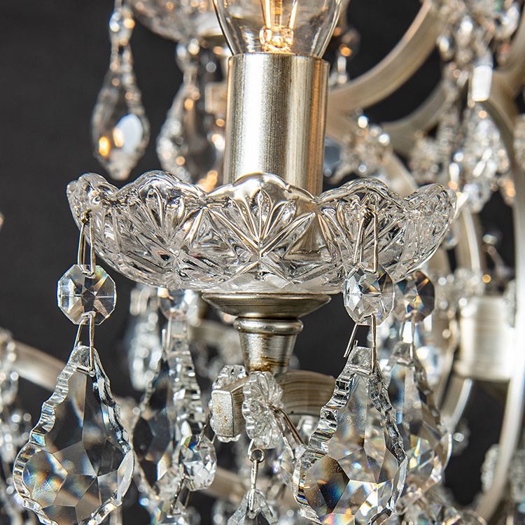 Rustic Style Crystal Large Chandelier Metal Candlestick Design Lighting Pendant with 23.6" Suspension Chain