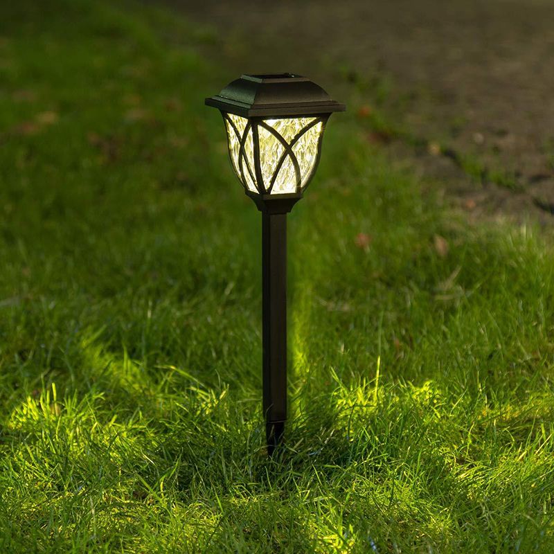 Bud Shaped Solar Ground Lighting Artistic Ripple Glass Black LED Landscape Light for Garden