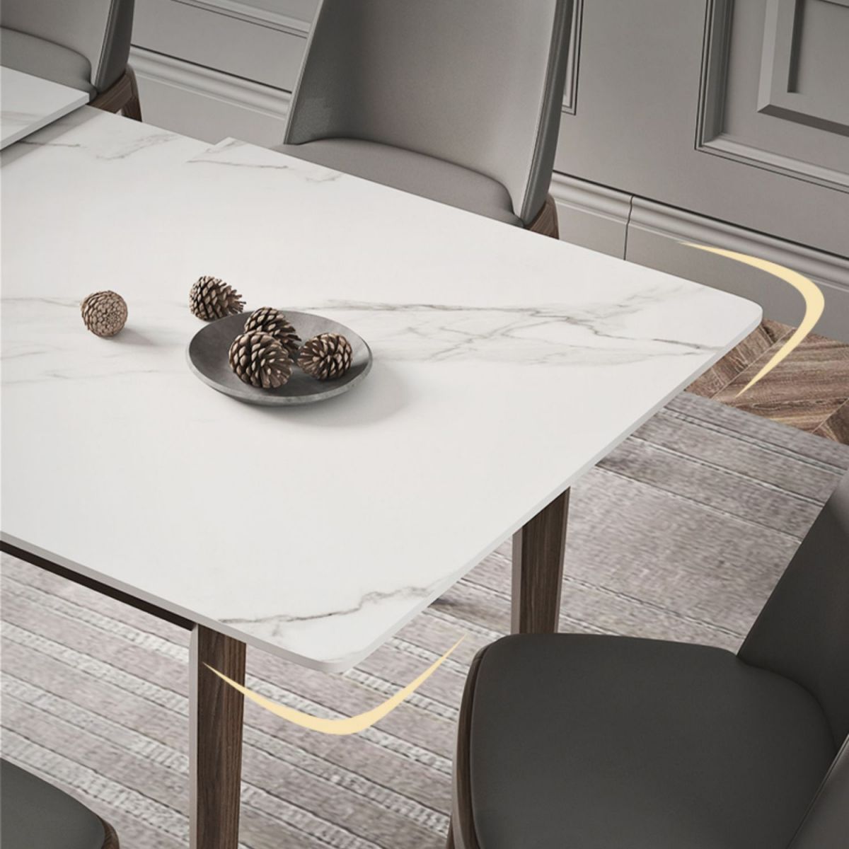 Extendable Sintered Stone Top Dining Set Rectangle 1/4/5/7 Pieces Dining Room Table Set