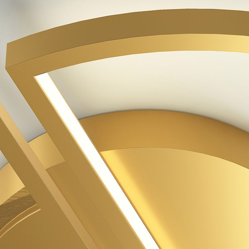 Gold Circular Feather LED Ceiling Light in Modern Luxury Style Acrylic Flush Mount for Bedroom