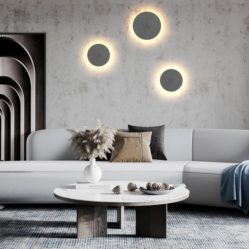 Concrete Circular Wall Sconce Simplicity Living Room LED Wall Lamp