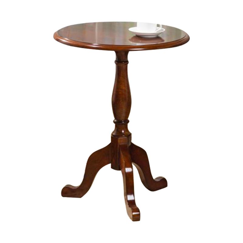 Solid Wood Round End Table Retro Dia 20.08" Sofa Side Accent Table