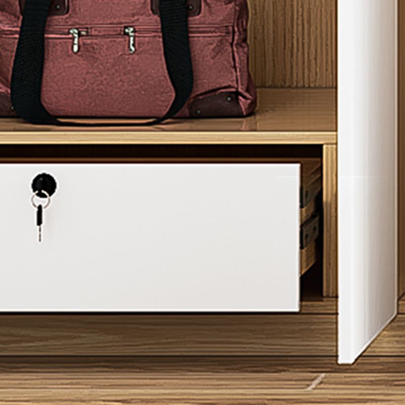 Contemporary Freestanding Wardrobe Engineered Wood White Wardrobe