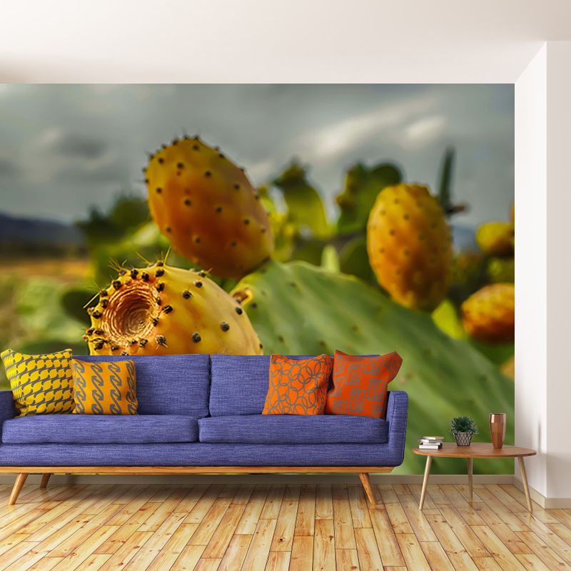 House Interior Wall Mural Tropical Prickly Pear for Sitting Room, Water Resistant