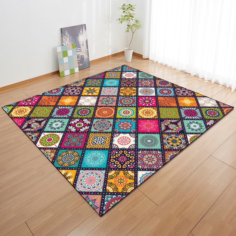 Moroccan Color Brick Rug Multi Color Synthetic Indoor Rug Non-Slip Backing Pet Friendly Area Carpet for Decoration