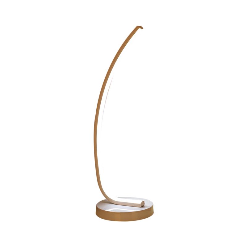 Bend lineaire slaapkamer nachtlamp Metallic LED modernisme tafellicht in zwart/wit voor studieruimte