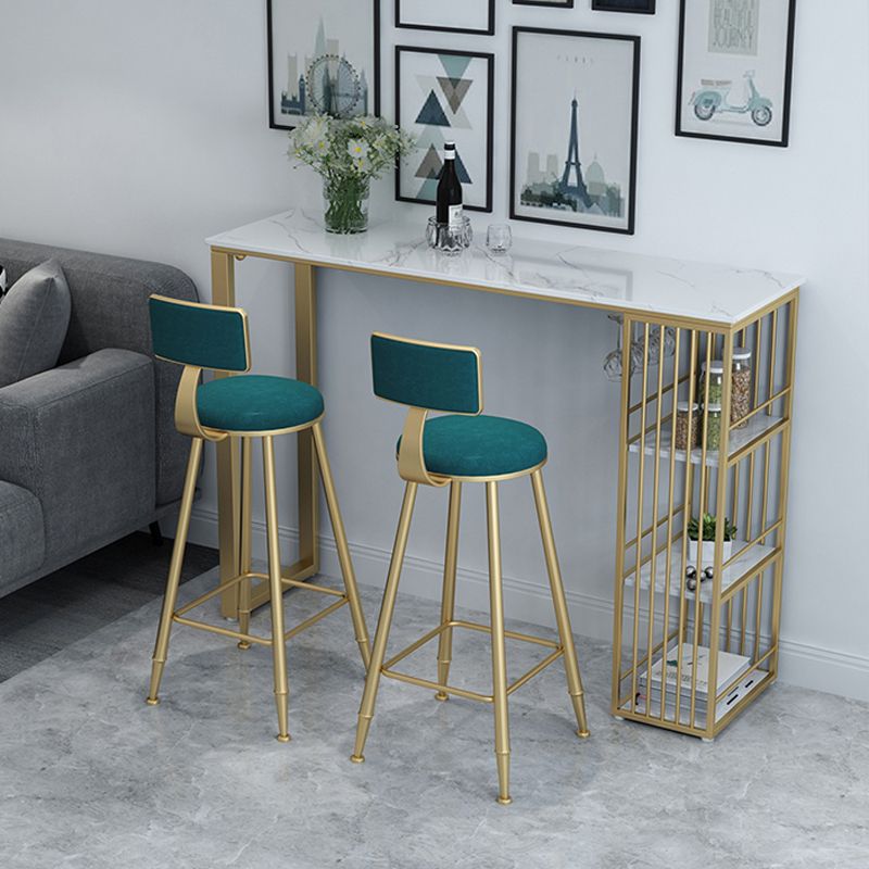 Glam 1/3/5 Pieces Bar Table Set Rectangle Stone Counter Table with Stools for Living Room