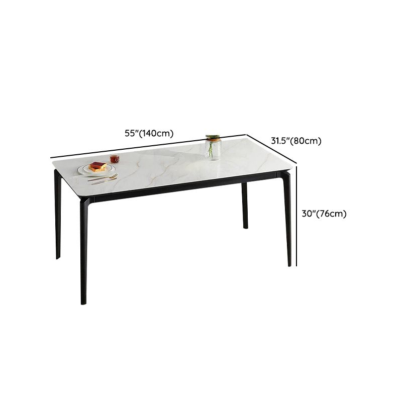 Modern Rectangular Stone Dining Table with 4 Foot for Dining Hall