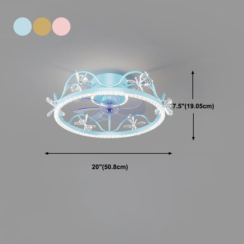 Metal Crown Ceiling Fan Lamp Modern Style LED Ceiling Light for Kids Bedroom