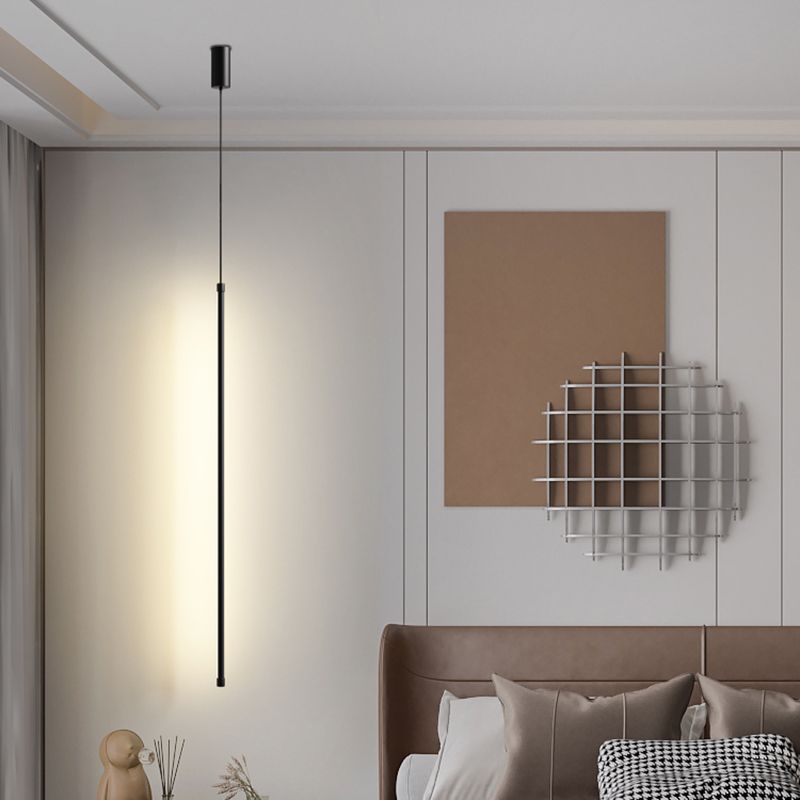 Salon pendentif linéaire lampe en aluminium LED de suspension minimaliste en noir